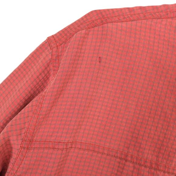 THE NORTH FACE Men's M Orange Grey Check Long Sleeve Button Shirt Suede-Like Y2K - Picture 6 of 11